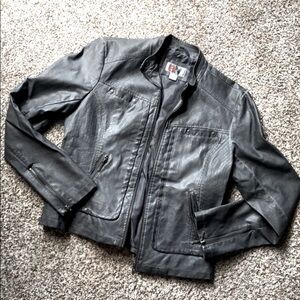 Jacket BERNARDO COLLECTION Vegan Leather Moto Gray Grey Zip Size Large